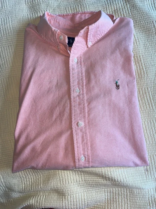 Men’s Ralph Lauren Classic Fit Peach Pink Button-Down Shirt | Size XL - Picture 7 of 7